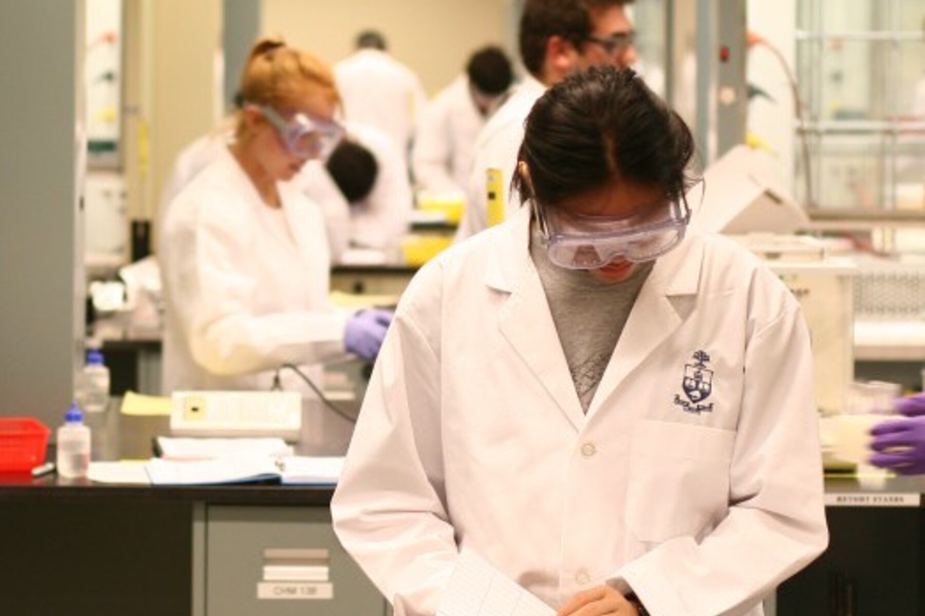 female student in a lab