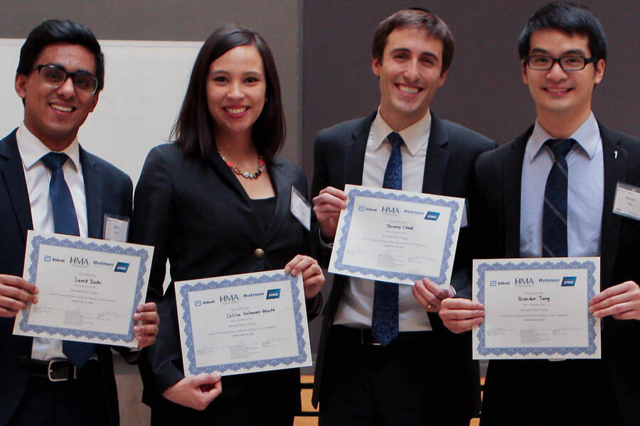 Second place team - the stents (from left to right) Samik Doshi, Celina Nahanni-Warfe, Jeremy Chad, Brandon Tang.