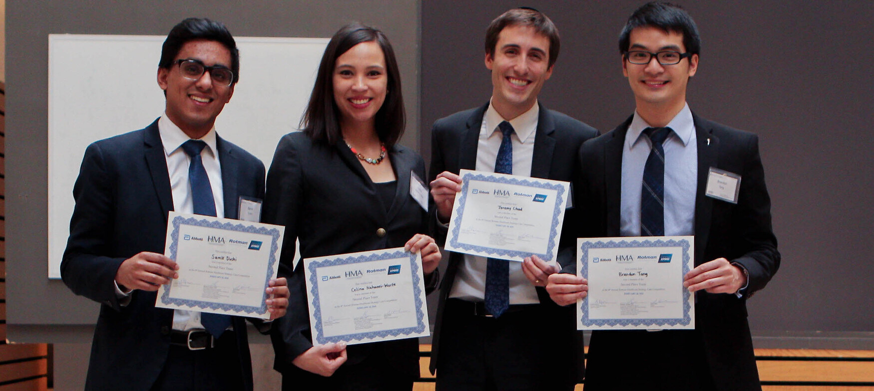 Second place team - the stents (from left to right) Samik Doshi, Celina Nahanni-Warfe, Jeremy Chad, Brandon Tang.